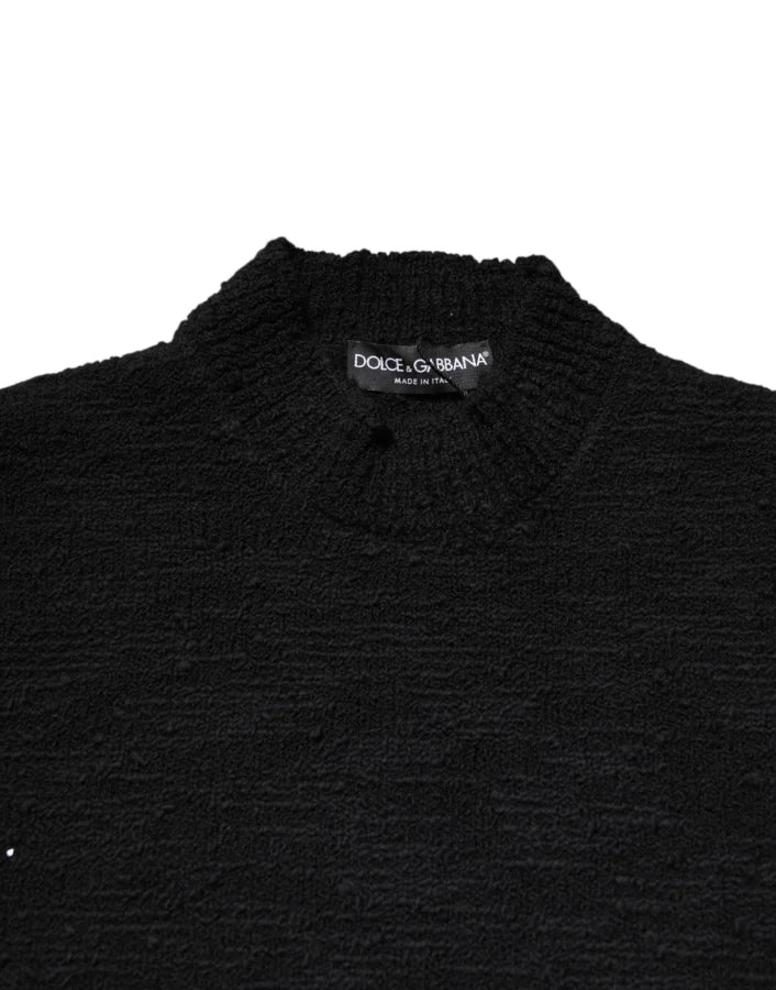 Dolce &amp; Gabbana Black Wool Knit Crew Neck Pullover Sweater