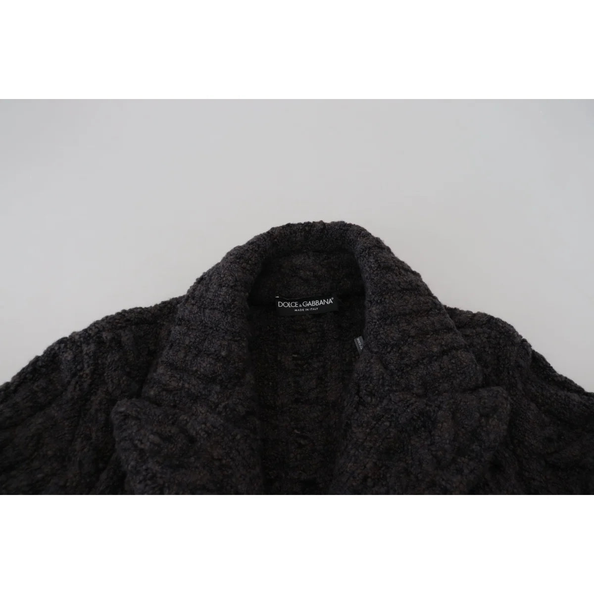 Dolce & Gabbana Black Wool Knit Double Breasted Coat Jacket