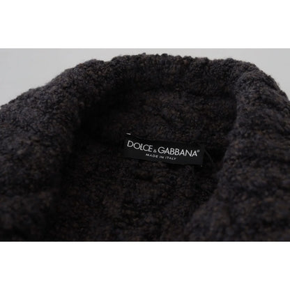 Dolce & Gabbana Black Wool Knit Double Breasted Coat Jacket
