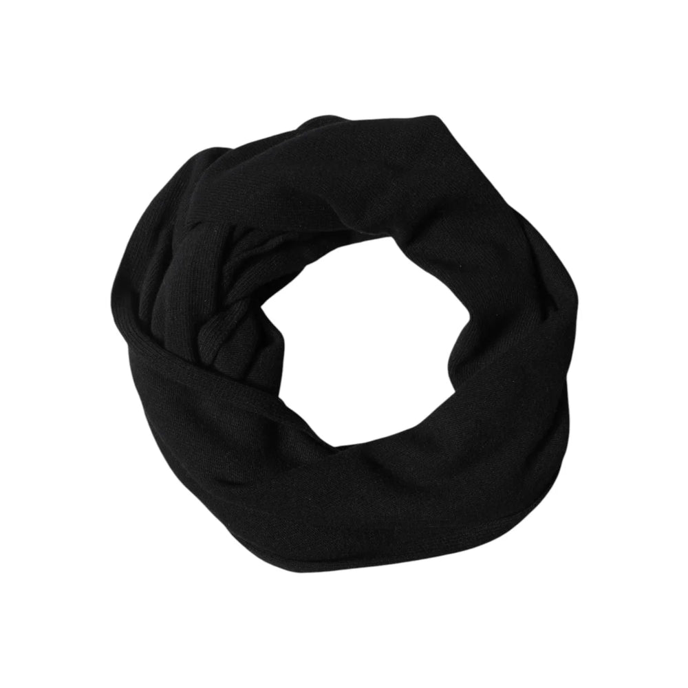 Dolce & Gabbana Black Wool Knit Neck Wrap for Effortless Style