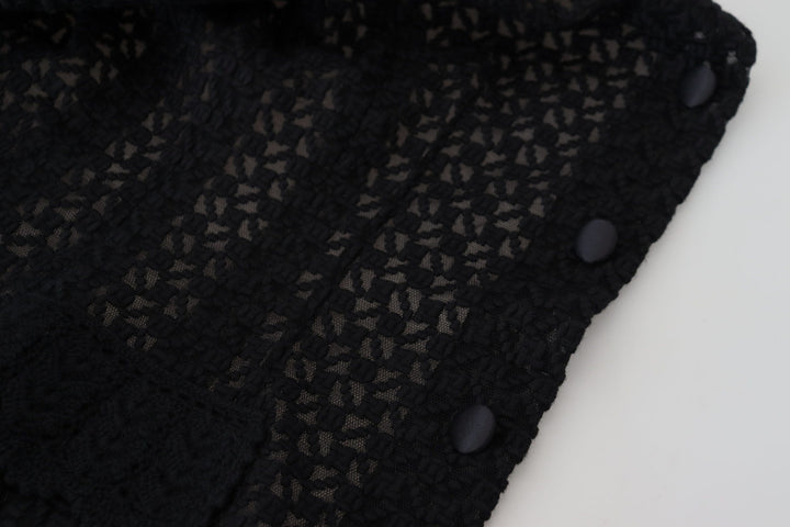Dolce &amp; Gabbana Coats Jackets - Black Wool Knitted Button Down Collar Jacket