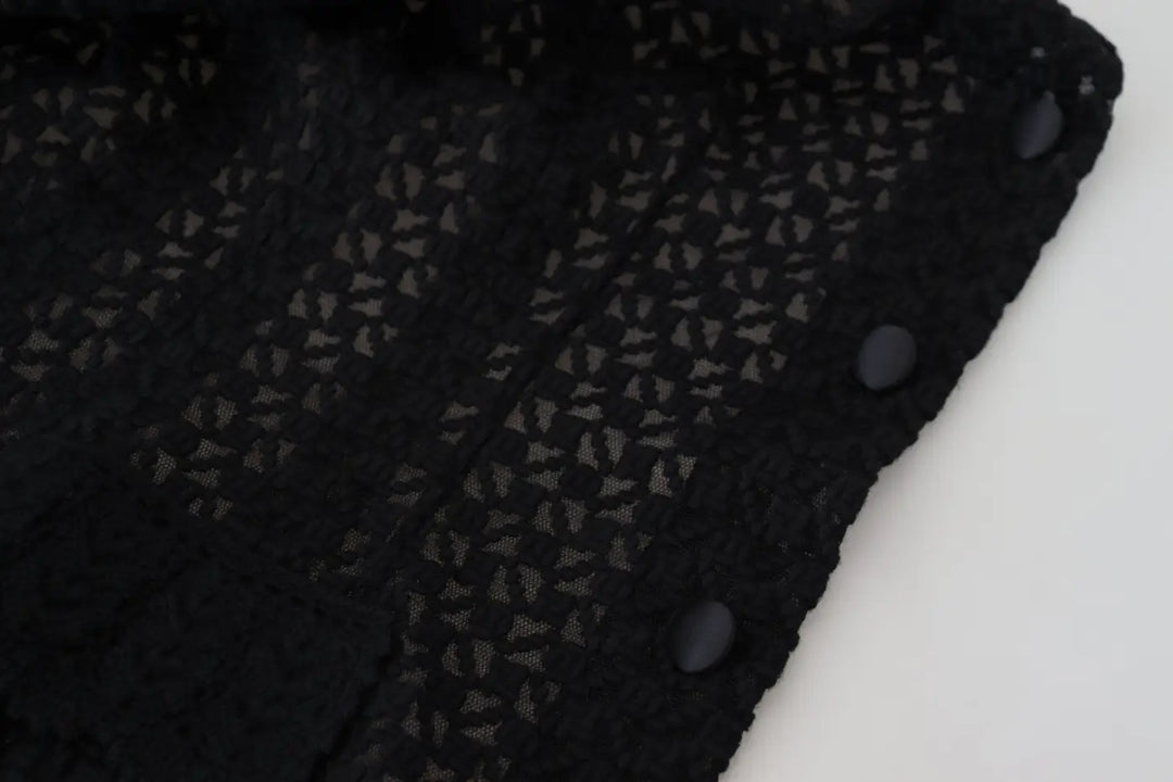 Dolce &amp; Gabbana Black Wool Knitted Button Down Collar Jacket