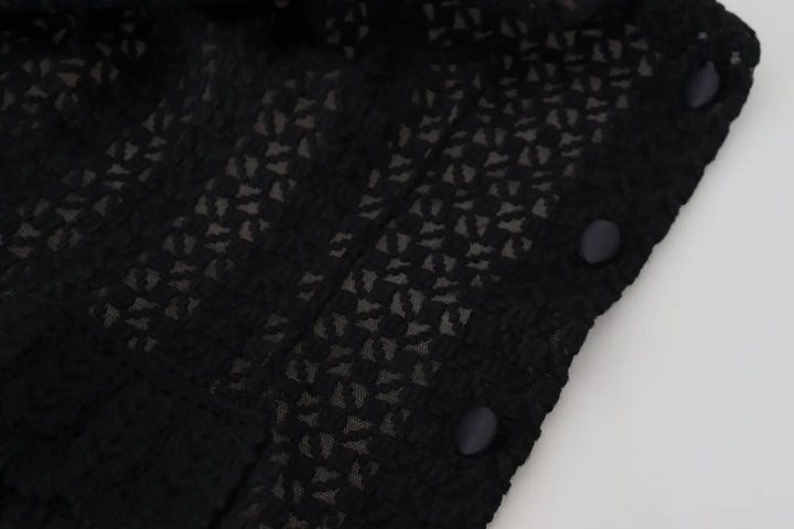 Dolce &amp; Gabbana Black Wool Knitted Button Down Collar Jacket