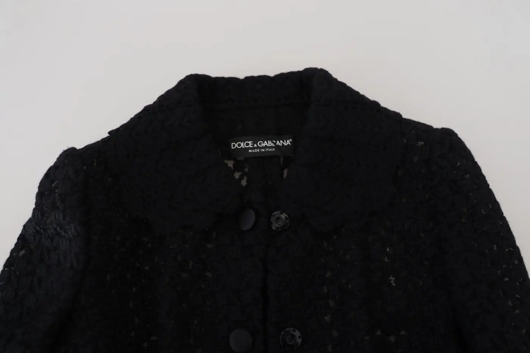 Dolce &amp; Gabbana Black Wool Knitted Button Down Collar Jacket