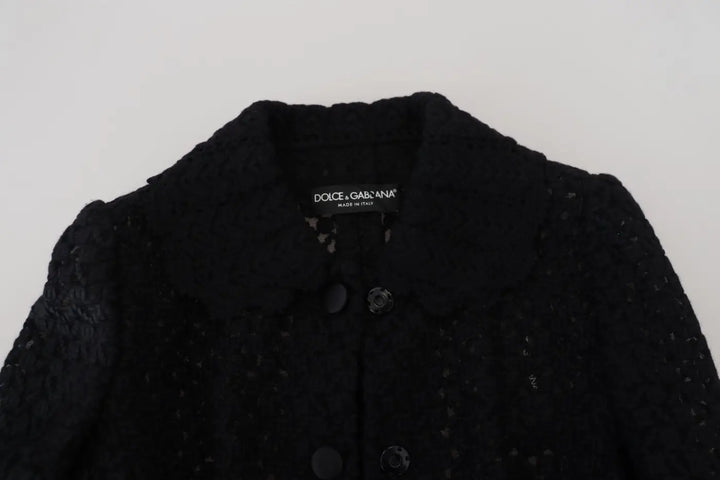 Dolce &amp; Gabbana Black Wool Knitted Button Down Collar Jacket