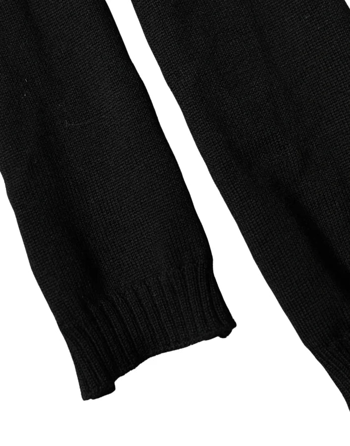 Dolce &amp; Gabbana Black Wool Knitted Neck Foulard 259cm x 17cm Men Scarf