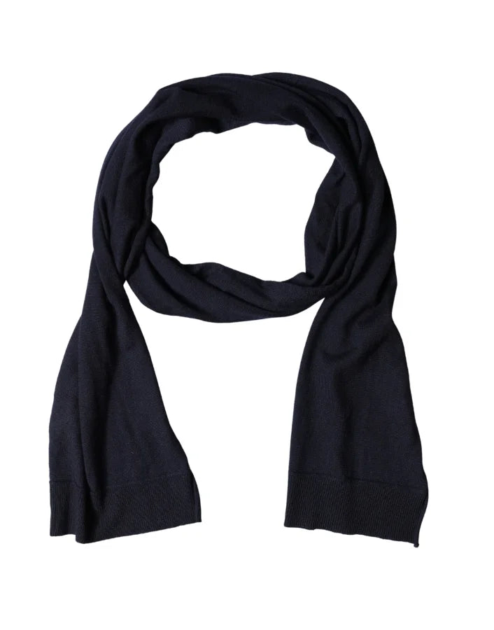 Dolce &amp; Gabbana Black Wool Knitted Shawl Neck Wrap 200cm x 25cm Scarf