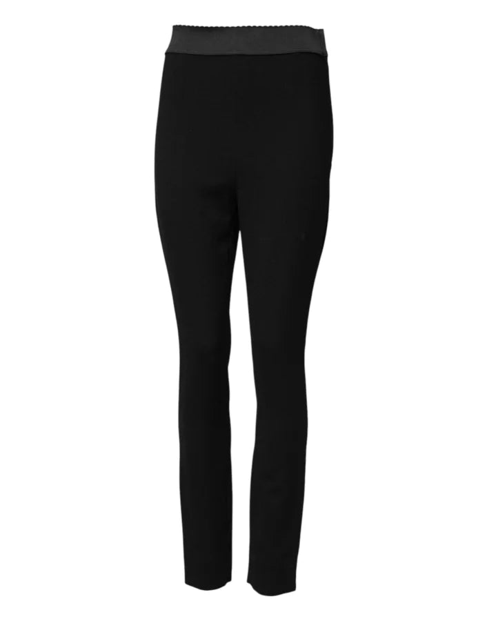 Dolce &amp; Gabbana Black Wool Leggings Stretch Pants