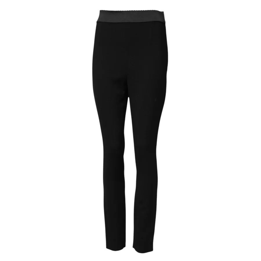 Dolce &amp; Gabbana Black Wool Leggings Stretch Pants