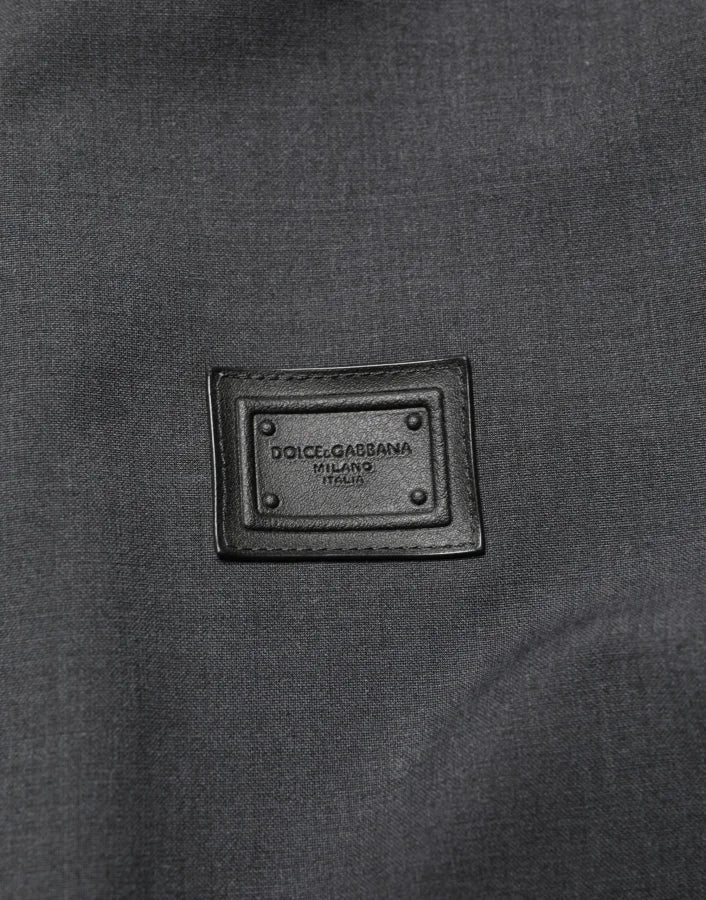 Dolce & Gabbana Black Wool Logo Full Zip Men Bomber Jacket