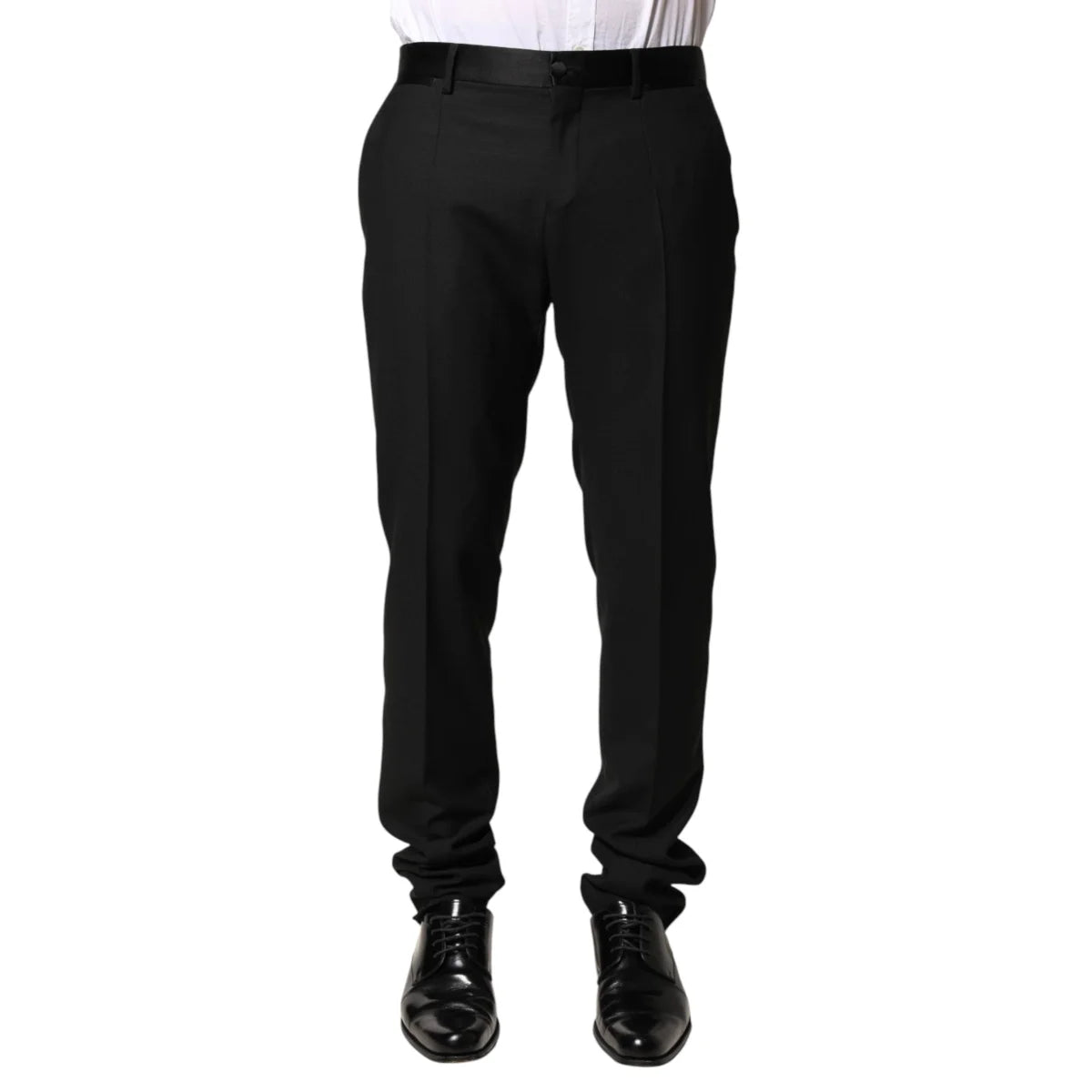 Dolce & Gabbana Black Wool Mid Waist Formal Trousers for Men