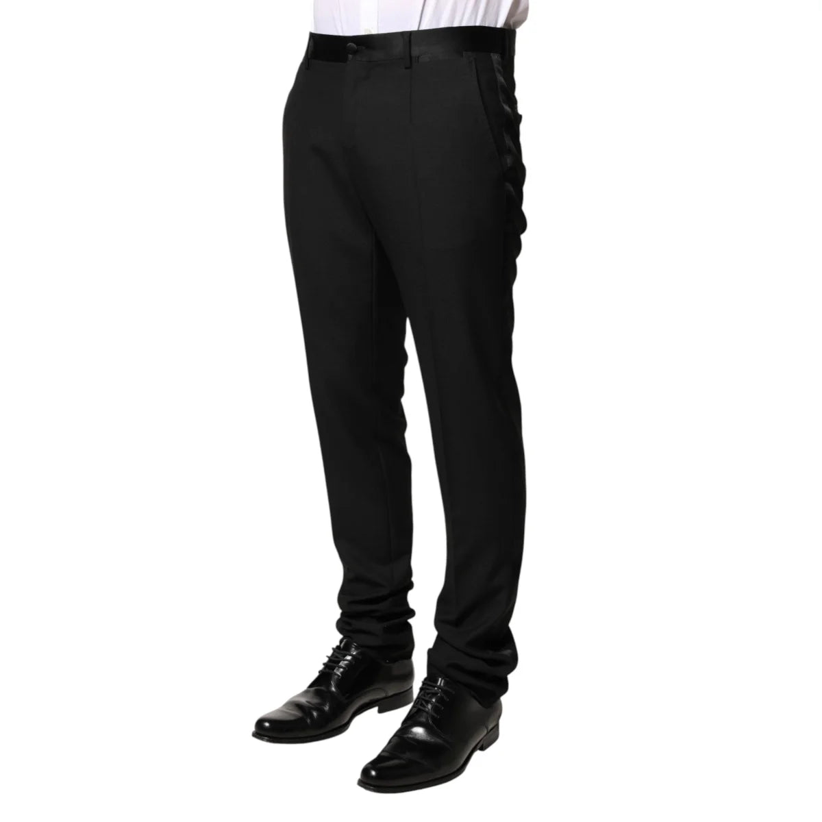 Dolce & Gabbana Black Wool Mid Waist Formal Trousers for Men