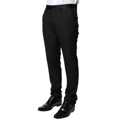 Dolce & Gabbana Black Wool Mid Waist Formal Trousers for Men
