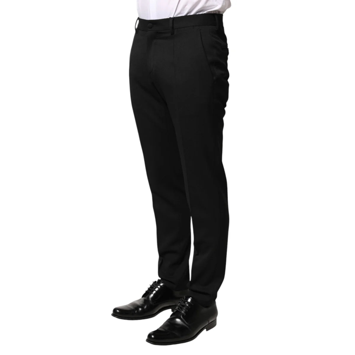 Dolce & Gabbana Black Wool Mid Waist Formal Trousers for Men