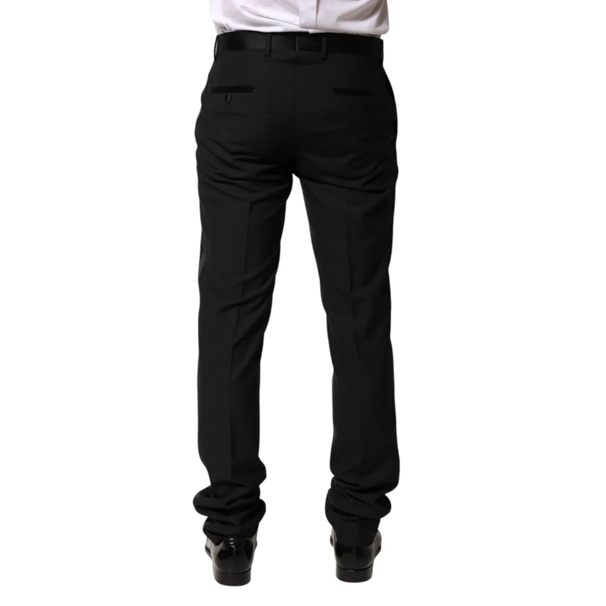 Dolce & Gabbana Black Wool Mid Waist Formal Trousers for Men