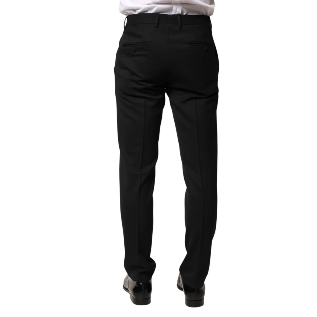 Dolce & Gabbana Black Wool Mid Waist Formal Trousers for Men