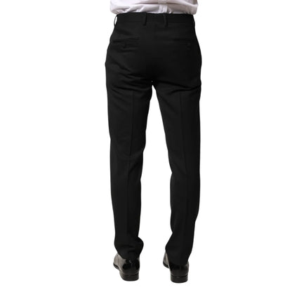 Dolce & Gabbana Black Wool Mid Waist Formal Trousers for Men