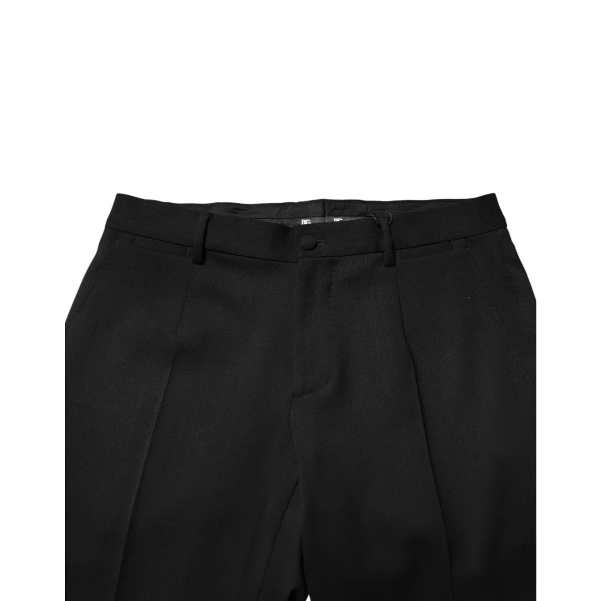 Dolce & Gabbana Black Wool Mid Waist Formal Trousers for Men