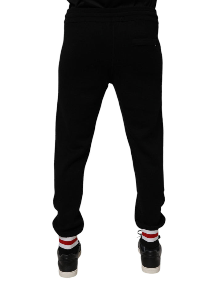 Dolce &amp; Gabbana Black Wool Mid Waist Jogger Sweatpants Pants