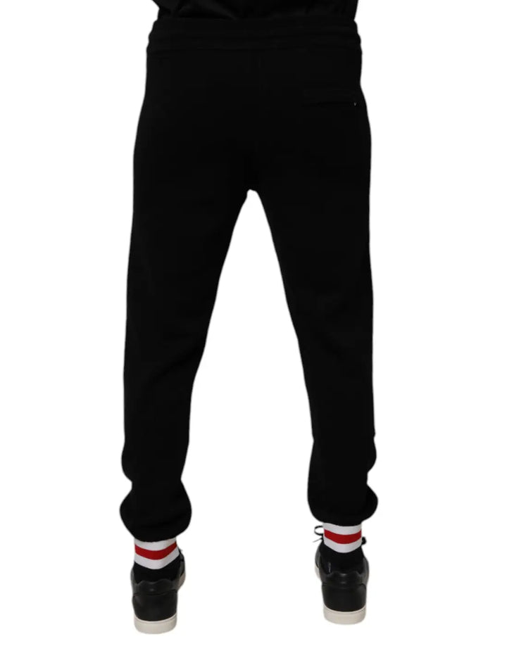 Dolce &amp; Gabbana Black Wool Mid Waist Jogger Sweatpants Pants