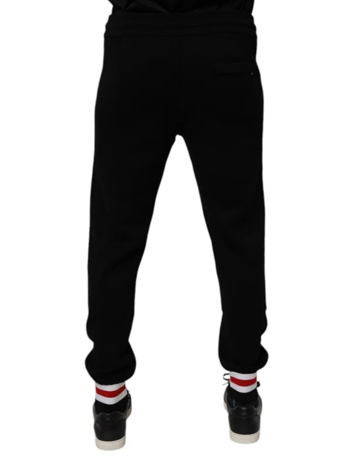 Dolce &amp; Gabbana Black Wool Mid Waist Jogger Sweatpants Pants