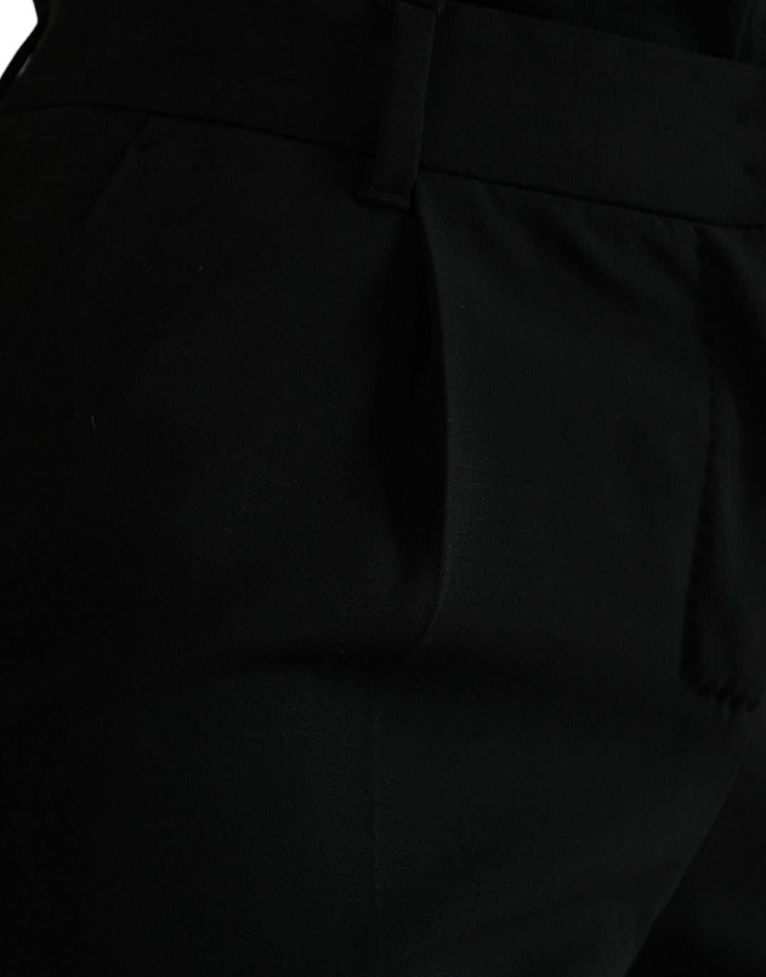 Dolce &amp; Gabbana Black Wool Mid Waist Tapered Pants