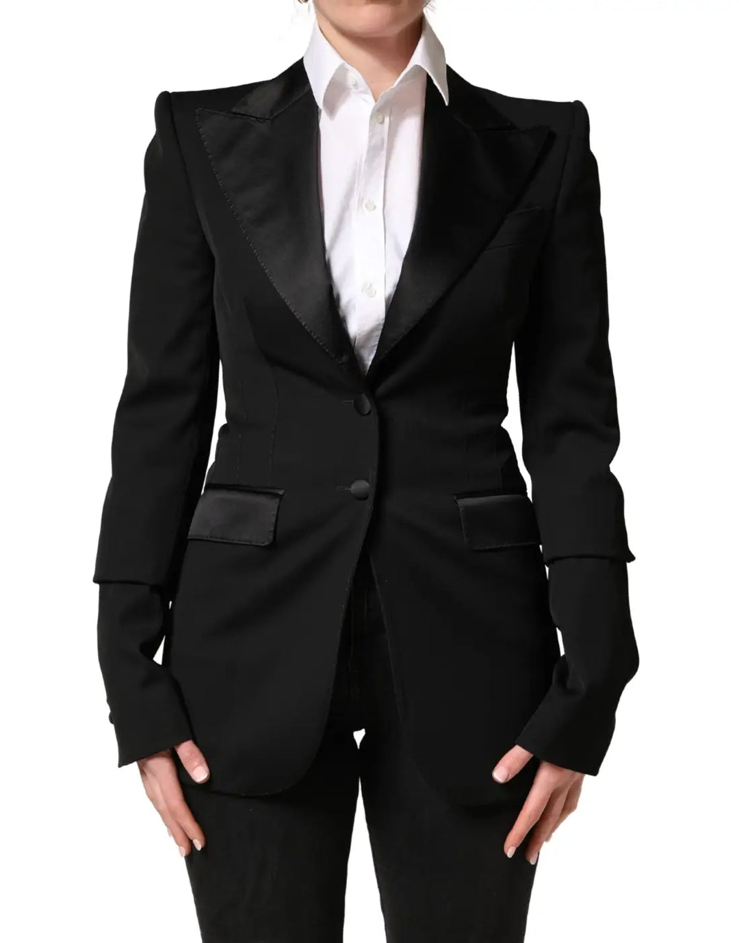 Dolce &amp; Gabbana Black Wool Single Breasted Blazer Jacket