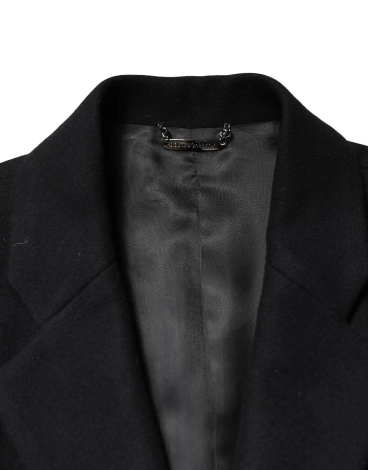 Dolce &amp; Gabbana Black Wool Single Breasted Long Coat Jacket
