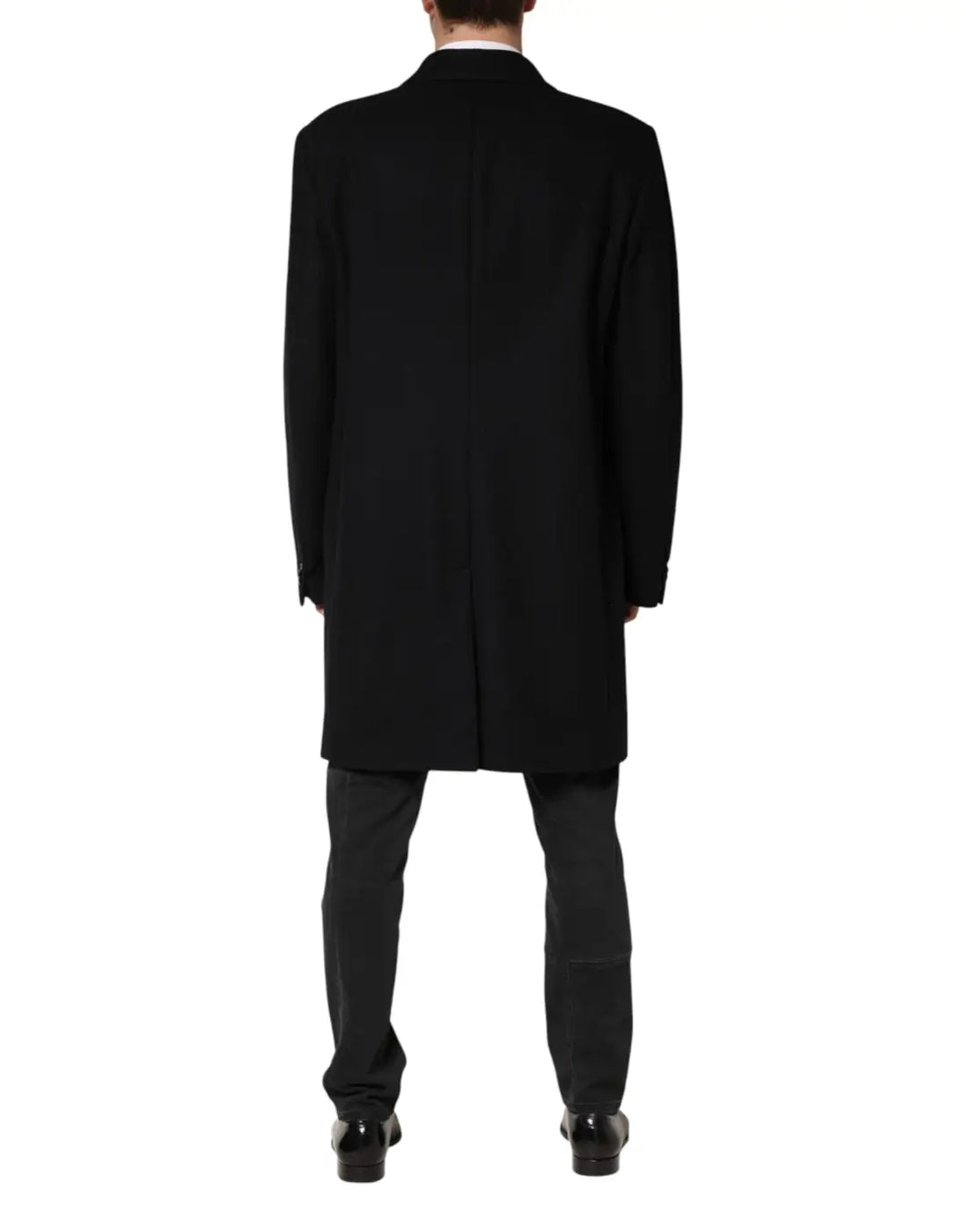 Dolce &amp; Gabbana Black Wool Single Breasted Long Coat Jacket