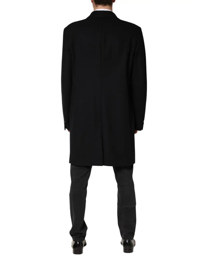 Dolce &amp; Gabbana Black Wool Single Breasted Long Coat Jacket