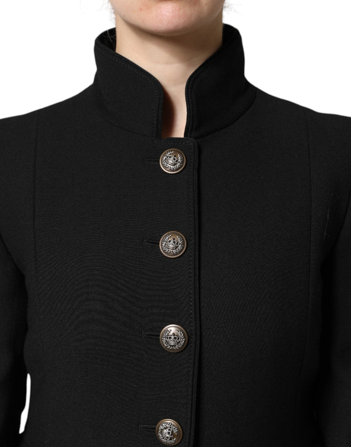 Dolce &amp; Gabbana Trench Coats - Black Wool Single Breasted Coat Jacket