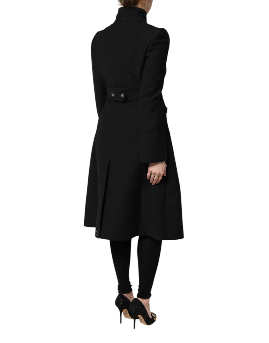 Dolce &amp; Gabbana Trench Coats - Black Wool Single Breasted Coat Jacket