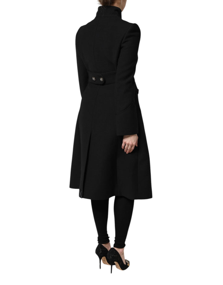 Dolce &amp; Gabbana Trench Coats - Black Wool Single Breasted Coat Jacket