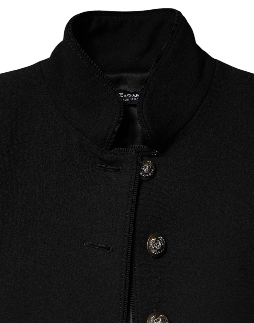 Dolce &amp; Gabbana Trench Coats - Black Wool Single Breasted Coat Jacket