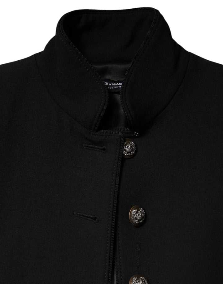 Dolce &amp; Gabbana Trench Coats - Black Wool Single Breasted Coat Jacket