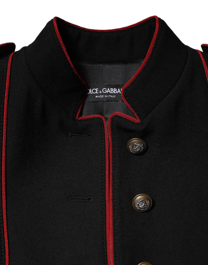 Dolce &amp; Gabbana Trench Coats - Black Wool Single Breasted Coat Jacket