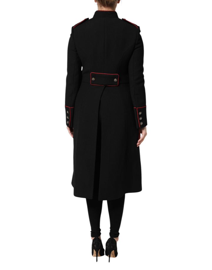Dolce &amp; Gabbana Trench Coats - Black Wool Single Breasted Coat Jacket
