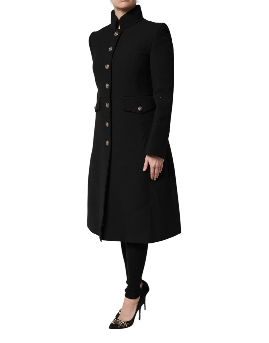 Dolce &amp; Gabbana Trench Coats - Black Wool Single Breasted Coat Jacket