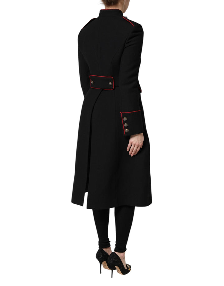 Dolce &amp; Gabbana Trench Coats - Black Wool Single Breasted Coat Jacket