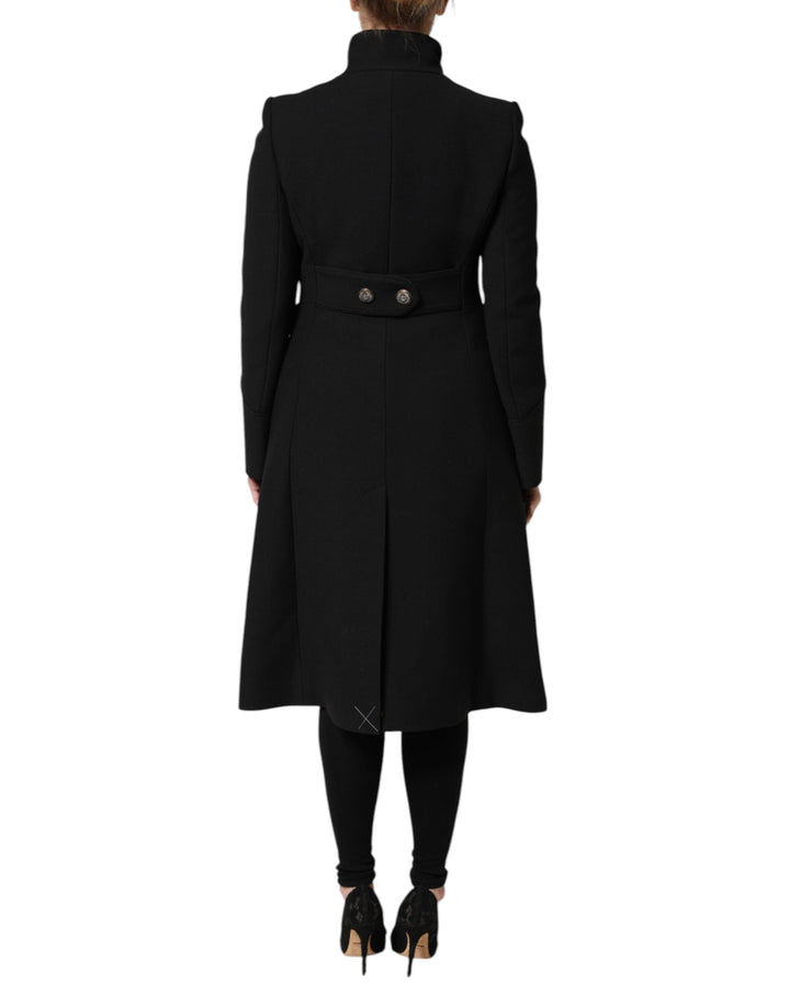 Dolce &amp; Gabbana Trench Coats - Black Wool Single Breasted Coat Jacket