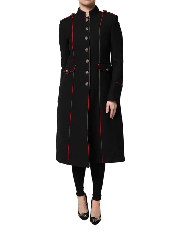 Dolce & Gabbana Trench Coats - Black Wool Single Breasted Coat Jacket