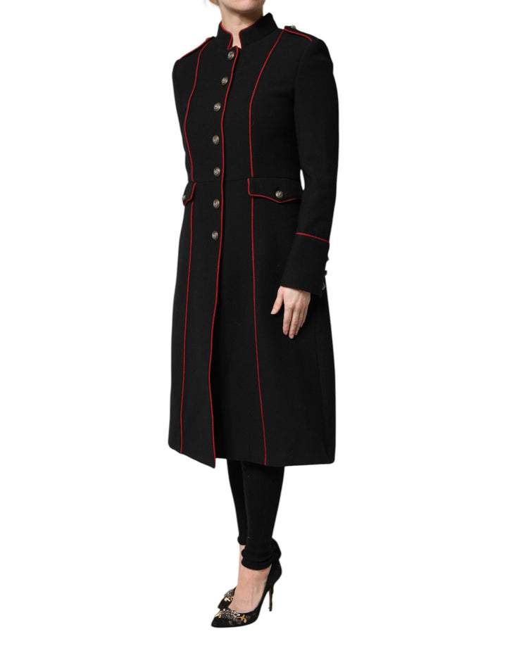 Dolce &amp; Gabbana Trench Coats - Black Wool Single Breasted Coat Jacket