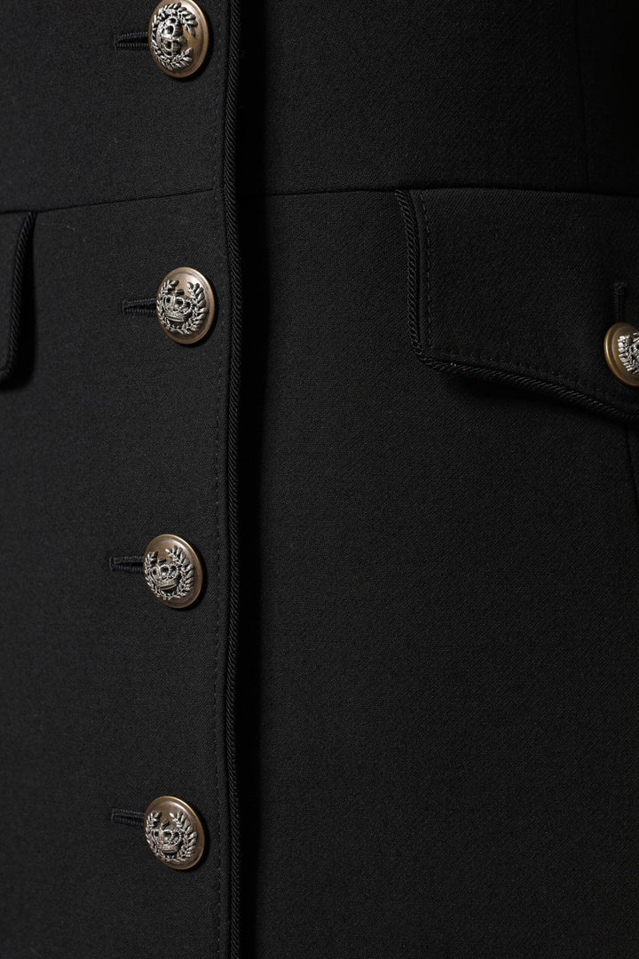 Dolce &amp; Gabbana Trench Coats - Black Wool Single Breasted Coat Jacket