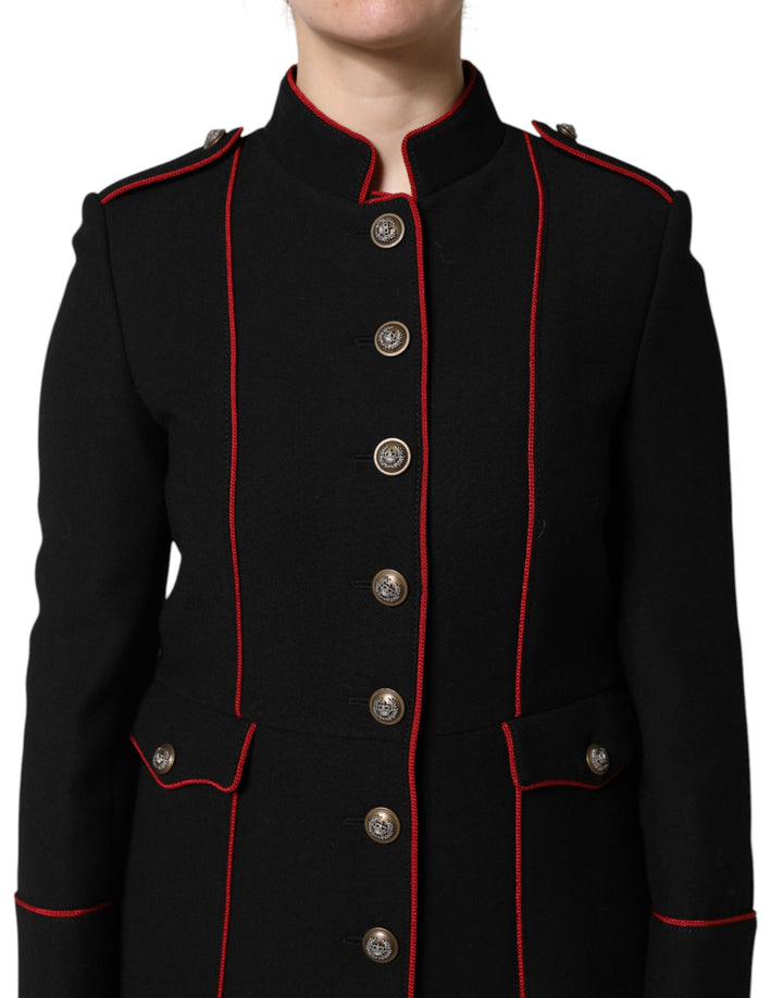Dolce &amp; Gabbana Trench Coats - Black Wool Single Breasted Coat Jacket