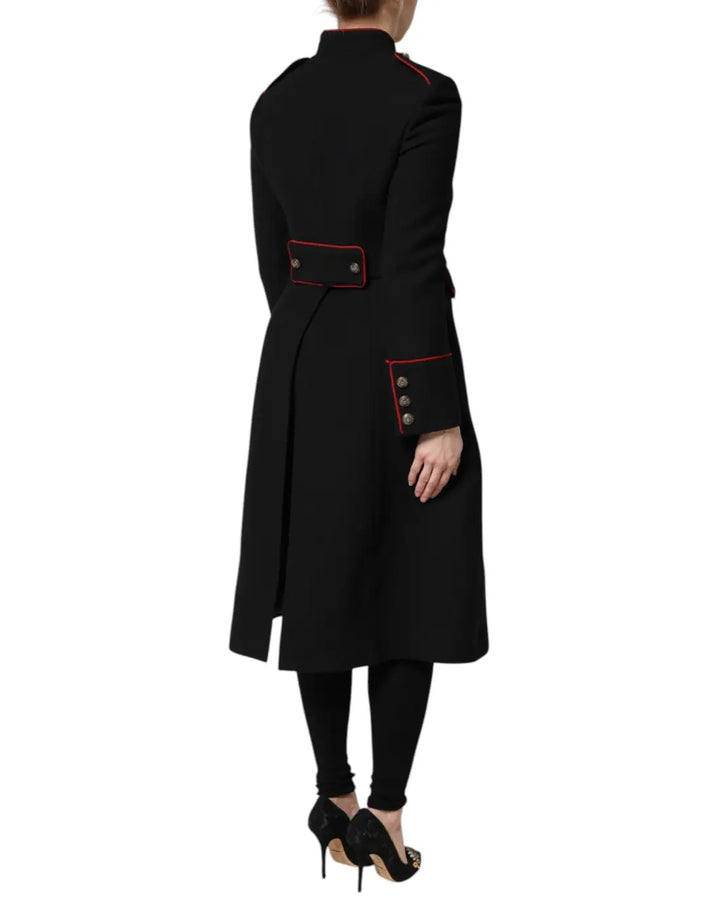 Dolce &amp; Gabbana Black Wool Single Breasted Trench Coat Jacket