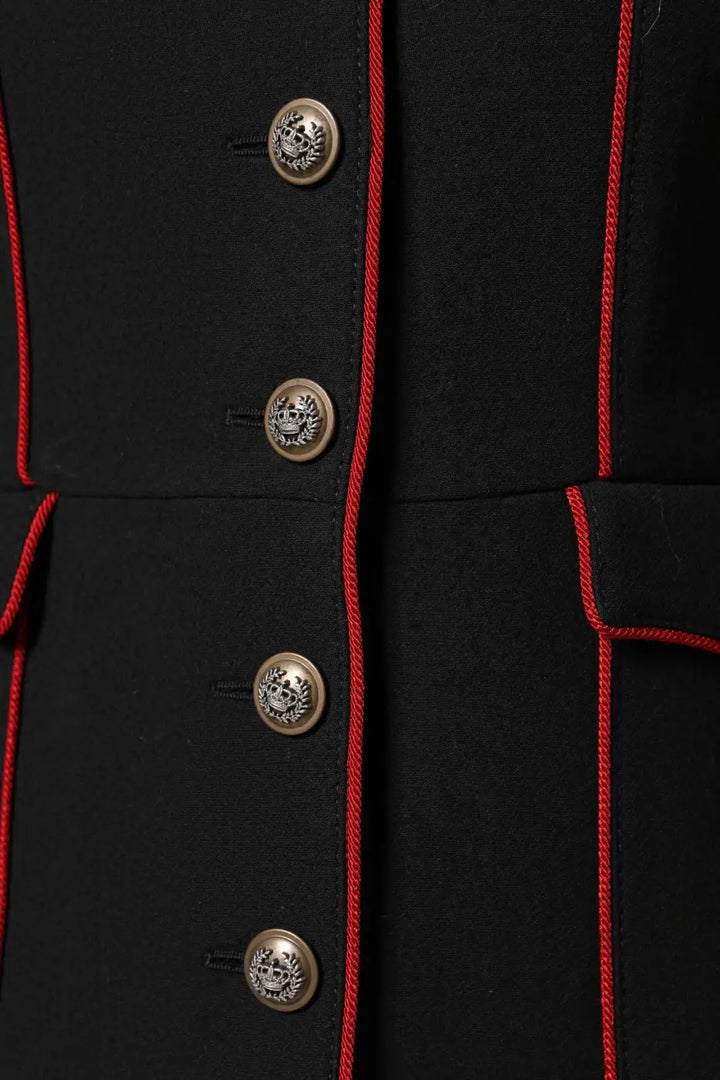 Dolce &amp; Gabbana Black Wool Single Breasted Trench Coat Jacket