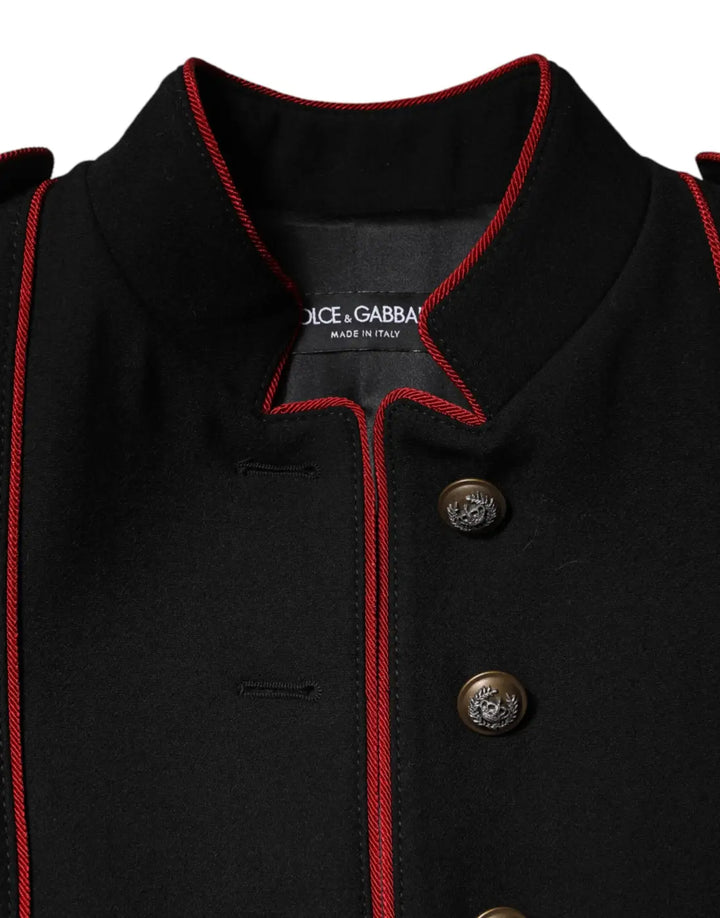 Dolce &amp; Gabbana Black Wool Single Breasted Trench Coat Jacket