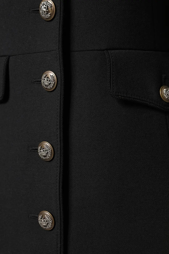 Dolce &amp; Gabbana Black Wool Single Breasted Trench Coat Jacket