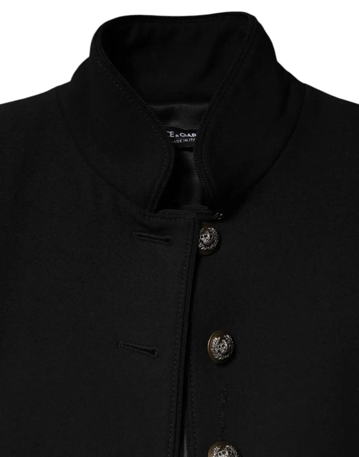 Dolce &amp; Gabbana Black Wool Single Breasted Trench Coat Jacket