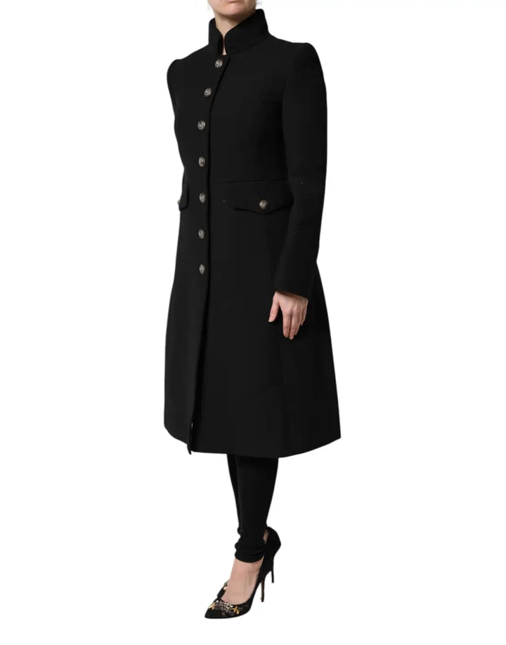 Dolce &amp; Gabbana Black Wool Single Breasted Trench Coat Jacket
